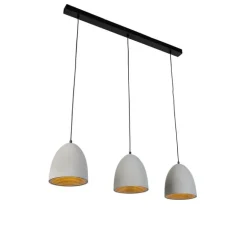 Paul Neuhaus Moderne Hängelampe Schwarz mit grauem Beton 3-flammig - Eton