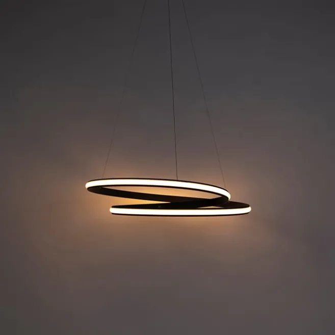 QAZQA Moderne Hängelampe schwarz 74 cm inkl. LED - Rowan