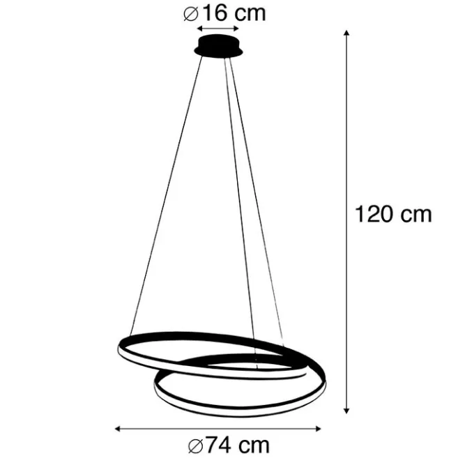 QAZQA Moderne Hängelampe schwarz 74 cm inkl. LED - Rowan