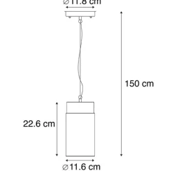QAZQA Moderne Hängelampe Schwarz mit Glas IP44 - Jarra