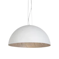 QAZQA Moderne Hängelampe Weiß mit Silber 70cm - Magna
