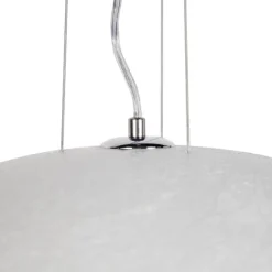 QAZQA Moderne Hängelampe Weiß mit Silber 70cm - Magna