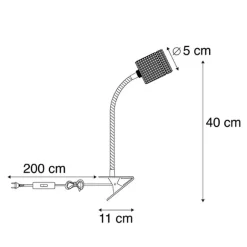 QAZQA Moderne Klemmlampe schwarz mit Flexarm - Cavalux