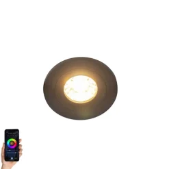 QAZQA Moderne Smart Einbau Spot schwarz inkl. WiFi GU10 IP54 - Xena Round