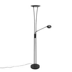 QAZQA Moderne Stehlampe schwarz inkl. LED mit Lesearm - Ibiza