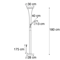 QAZQA Moderne Stehlampe schwarz inkl. LED mit Lesearm - Ibiza