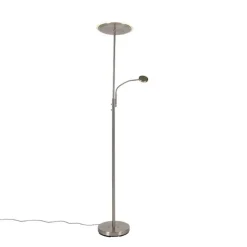QAZQA Moderne Stehlampe Stahl inkl. LED mit Fernbedienung und Lesearm - Strela