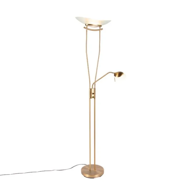 QAZQA Moderne Stehleuchte Bronze inkl. LED und Dimmer - Lexus