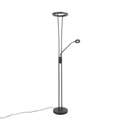 QAZQA Moderne Stehleuchte schwarz inkl. LED mit Lesearm - Divine