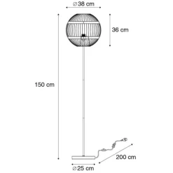 Honsel Moderne Stehleuchte schwarz - Sphaera