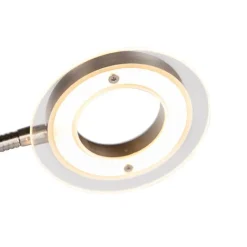 QAZQA Moderne Stehleuchte Stahl und Glas inkl. LED mit Lesearm - Divine