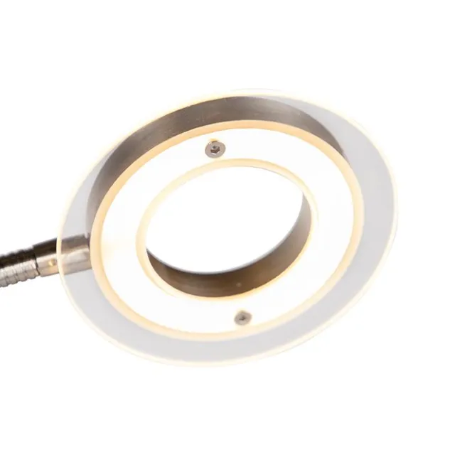 QAZQA Moderne Stehleuchte Stahl und Glas inkl. LED mit Lesearm - Divine