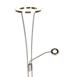 QAZQA Moderne Stehleuchte Stahl und Glas inkl. LED mit Lesearm - Divine