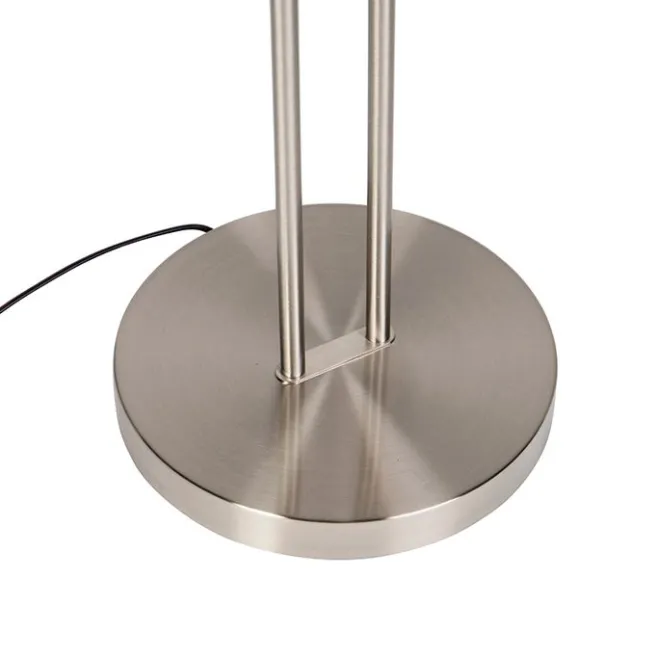 QAZQA Moderne Stehleuchte Stahl und Glas inkl. LED mit Lesearm - Divine