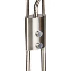 QAZQA Moderne Stehleuchte Stahl und Glas inkl. LED mit Lesearm - Divine