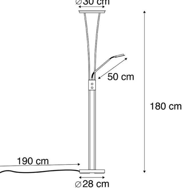 QAZQA Moderne Stehleuchte Stahl und Glas inkl. LED mit Lesearm - Divine