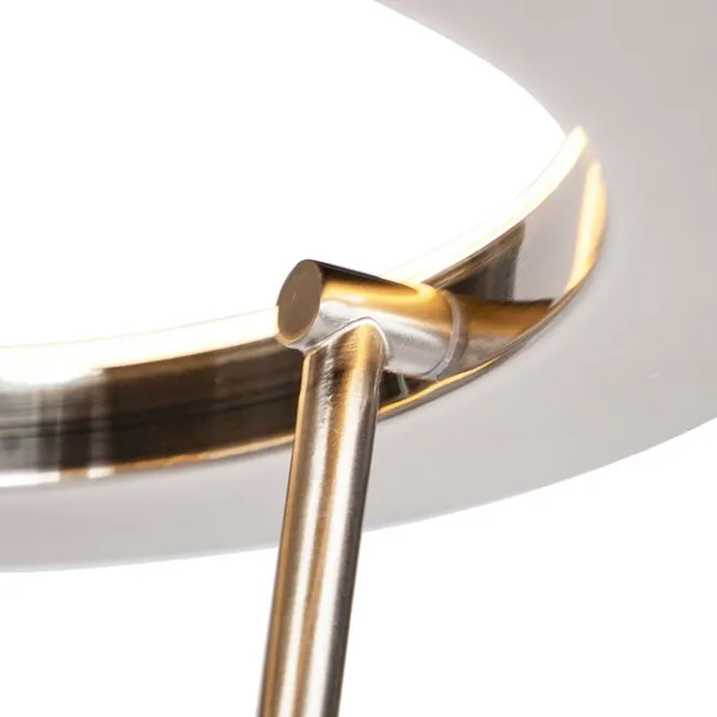 QAZQA Moderne Stehleuchte Stahl und Glas inkl. LED mit Lesearm - Divine