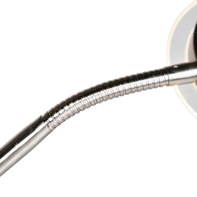 QAZQA Moderne Stehleuchte Stahl und Glas inkl. LED mit Lesearm - Divine