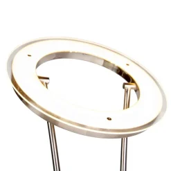 QAZQA Moderne Stehleuchte Stahl und Glas inkl. LED mit Lesearm - Divine