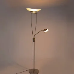 QAZQA Moderne Stehleuchte Stahl inkl. LED und Dimmer - Lexus