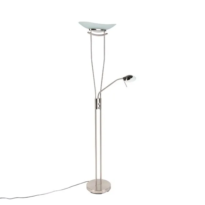 QAZQA Moderne Stehleuchte Stahl inkl. LED und Dimmer - Lexus