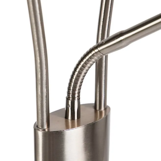 QAZQA Moderne Stehleuchte Stahl inkl. LED und Dimmer - Lexus