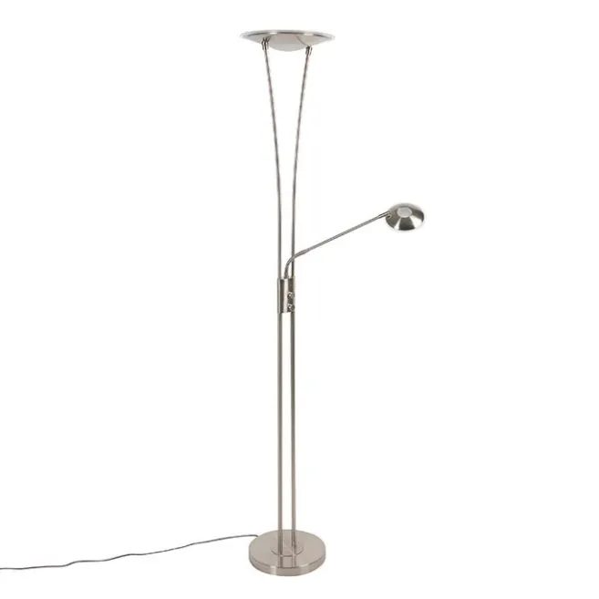 QAZQA Moderne Stehleuchte Stahl inkl. LED mit Lesearm - Ibiza