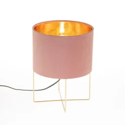 Honsel Moderne Tischlampe rosa mit Gold - Rosalina