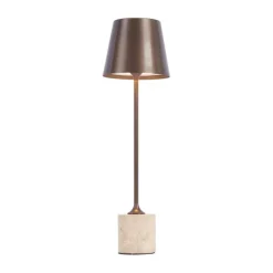 QAZQA Moderne Tischleuchte Dunkelbronze 37cm inkl. LED Dimmbar IP54 Wiederaufladbar - Topi