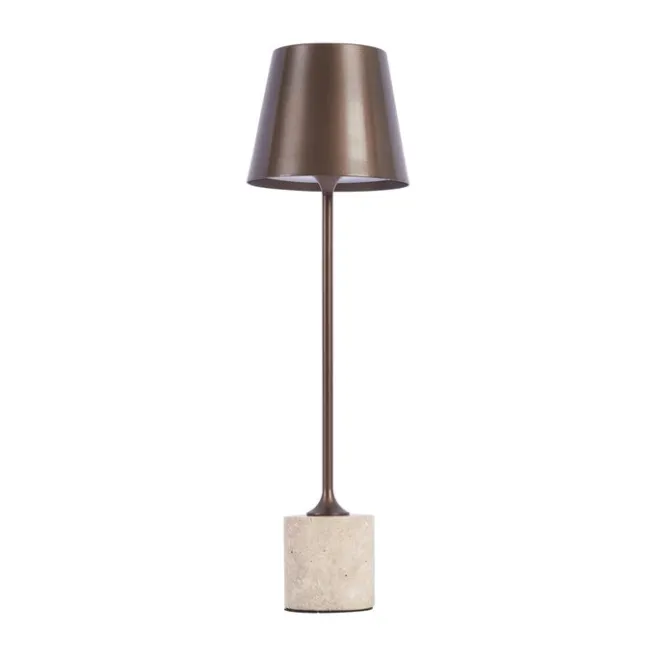 QAZQA Moderne Tischleuchte Dunkelbronze 37cm inkl. LED Dimmbar IP54 Wiederaufladbar - Topi