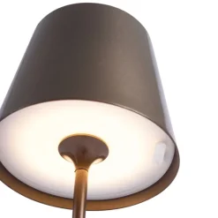QAZQA Moderne Tischleuchte Dunkelbronze 37cm inkl. LED Dimmbar IP54 Wiederaufladbar - Topi