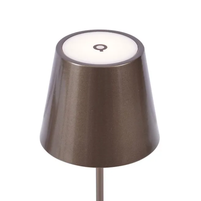 QAZQA Moderne Tischleuchte Dunkelbronze 37cm inkl. LED Dimmbar IP54 Wiederaufladbar - Topi