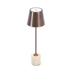 QAZQA Moderne Tischleuchte Dunkelbronze 37cm inkl. LED Dimmbar IP54 Wiederaufladbar - Topi