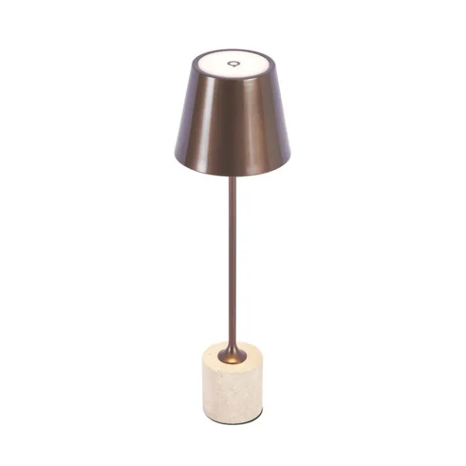 QAZQA Moderne Tischleuchte Dunkelbronze 37cm inkl. LED Dimmbar IP54 Wiederaufladbar - Topi