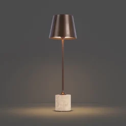 QAZQA Moderne Tischleuchte Dunkelbronze 37cm inkl. LED Dimmbar IP54 Wiederaufladbar - Topi