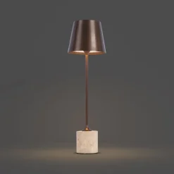 QAZQA Moderne Tischleuchte Dunkelbronze 37cm inkl. LED Dimmbar IP54 Wiederaufladbar - Topi