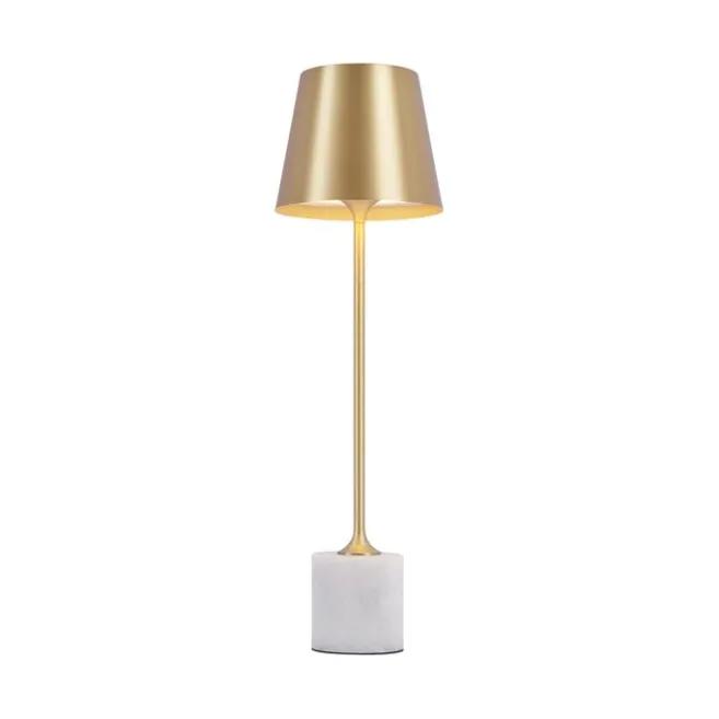 QAZQA Moderne Tischleuchte Gold 37cm inkl. LED Dimmbar IP54 Wiederaufladbar - Topi