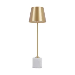 QAZQA Moderne Tischleuchte Gold 37cm inkl. LED Dimmbar IP54 Wiederaufladbar - Topi