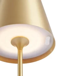 QAZQA Moderne Tischleuchte Gold 37cm inkl. LED Dimmbar IP54 Wiederaufladbar - Topi