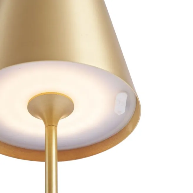 QAZQA Moderne Tischleuchte Gold 37cm inkl. LED Dimmbar IP54 Wiederaufladbar - Topi