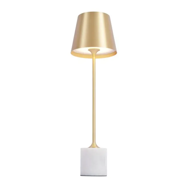 QAZQA Moderne Tischleuchte Gold 37cm inkl. LED Dimmbar IP54 Wiederaufladbar - Topi