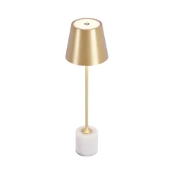 QAZQA Moderne Tischleuchte Gold 37cm inkl. LED Dimmbar IP54 Wiederaufladbar - Topi