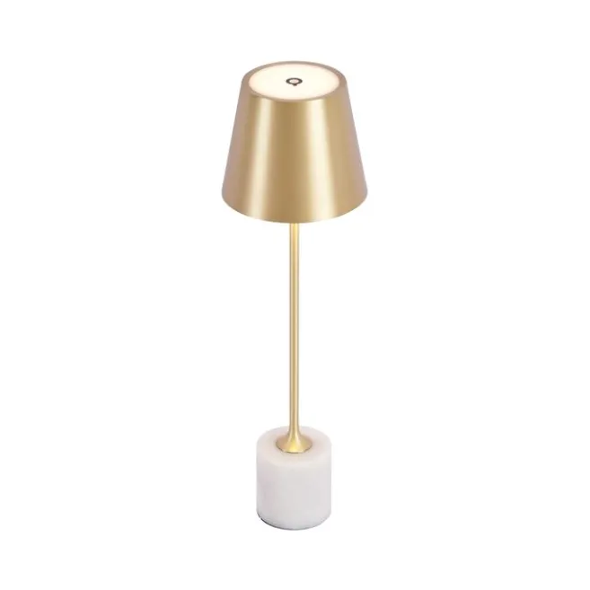 QAZQA Moderne Tischleuchte Gold 37cm inkl. LED Dimmbar IP54 Wiederaufladbar - Topi