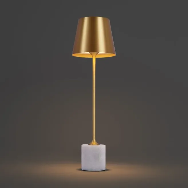 QAZQA Moderne Tischleuchte Gold 37cm inkl. LED Dimmbar IP54 Wiederaufladbar - Topi