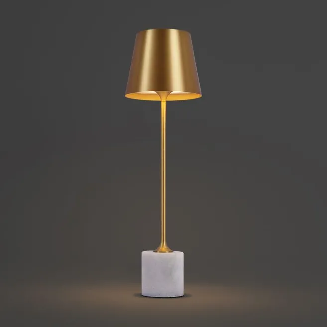 QAZQA Moderne Tischleuchte Gold 37cm inkl. LED Dimmbar IP54 Wiederaufladbar - Topi