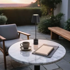 QAZQA Moderne Tischleuchte Schwarz 37cm inkl. LED Dimmbar IP54 Wiederaufladbar - Topi