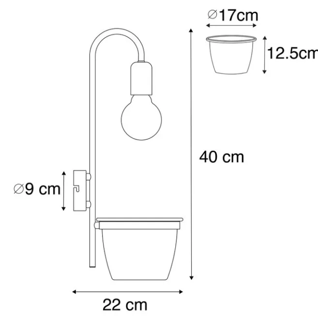 QAZQA Moderne Wandlampe schwarz mit Glas - Roslini