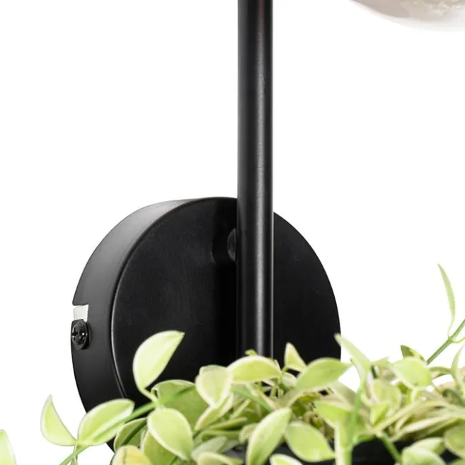 QAZQA Moderne Wandlampe schwarz mit Glas - Roslini