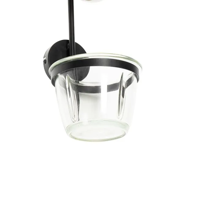QAZQA Moderne Wandlampe schwarz mit Glas - Roslini