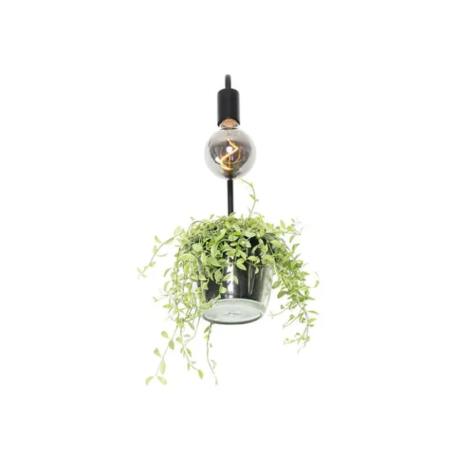 QAZQA Moderne Wandlampe schwarz mit Glas - Roslini